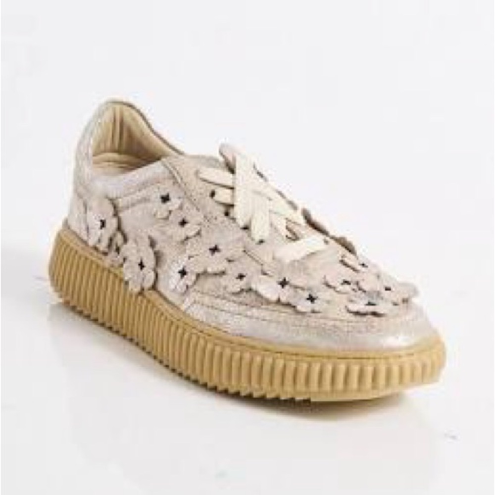 Free People gold Floral Sneakers
